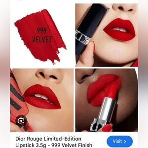 Dior Rouge Velvet 989 Lipstick Red bonus lot